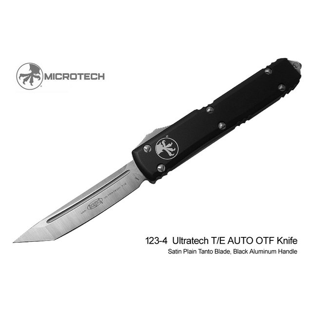 Microtech Ultratech T/E 黑鋁柄彈簧刀(緞面平刃) -#MT 123-4