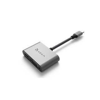 亞果元素 CASA Hub VH1 USB 3.1 Type-C 轉 VGA / HDMI 二合一顯示轉接器 灰