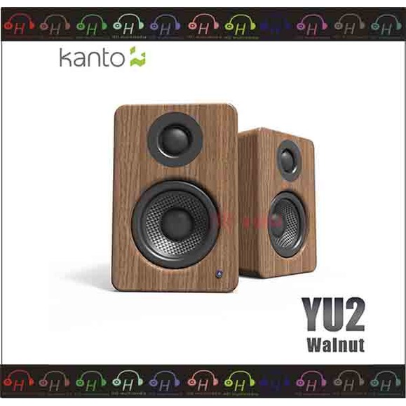 弘達影音多媒體 Kanto 加拿大 YU2 立體聲書架喇叭3.5mm立體聲/USB輸入/內附變壓器/可接重低音喇叭胡桃木