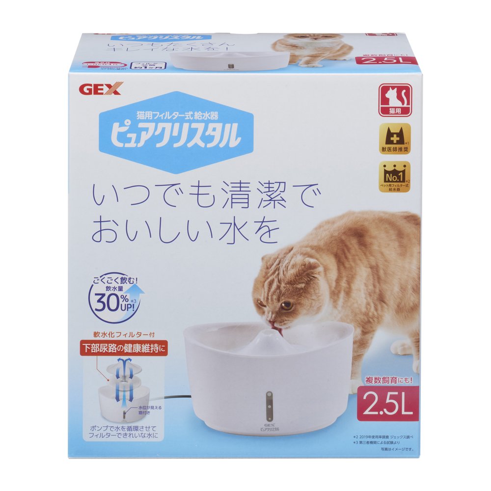 Ω米克斯Ω-日本GEX貓用視窗型電動循環淨水飲水器飲水機 （白色） 2.5L ~適合2隻以上多貓家庭