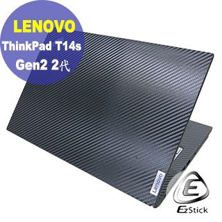 【Ezstick】Lenovo ThinkPad T14s Gen2 黑色卡夢膜機身貼 DIY包膜