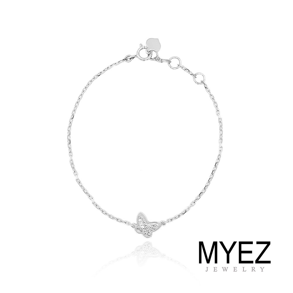 MYEZ 天然真鑽創意設計18K白金 女神鑽石手鍊 蝴蝶