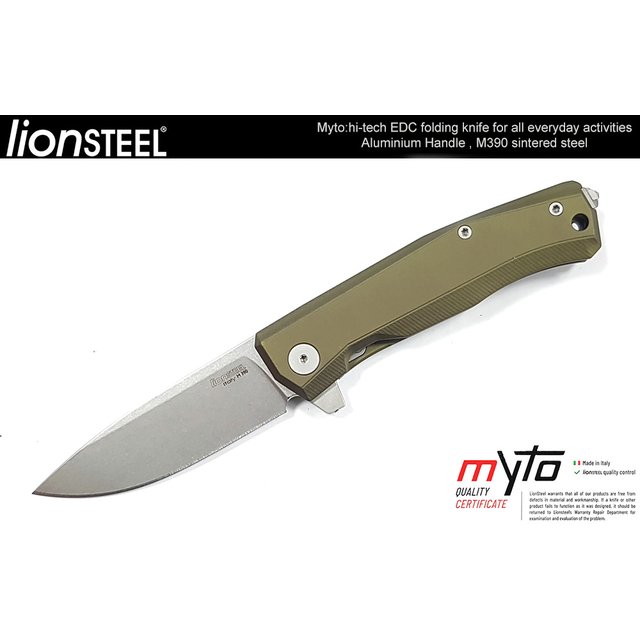 Lion Steel MYTO 綠鋁柄雙層承軸滾珠折刀 -M390鋼 ( Satin ) -LS MT01A GS