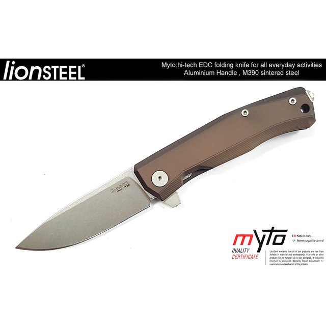 Lion Steel MYTO 深褐鋁柄雙層承軸滾珠折刀 -M390鋼 ( Satin ) -LS MT01A ES