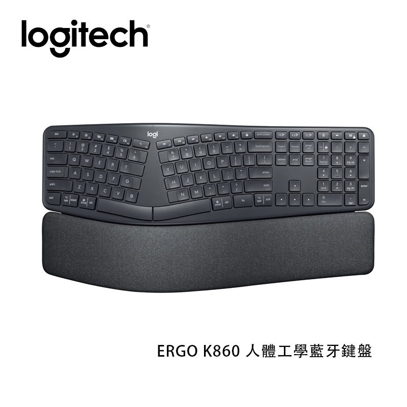 Logitech 羅技 ERGO K860 USB無線 藍牙 雙模 分體式人體工學 鍵盤 黑色