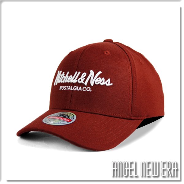 【ANGEL NEW ERA】Mitchell &amp; Ness MN 經典排字 酒紅色 老帽 有彈性 可調式 街頭 潮流