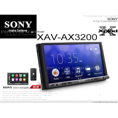 音仕達汽車音響 SONY XAV-AX3200 6.95吋 安卓/CarPlay/USB 防眩光 藍芽觸控主機 公司貨