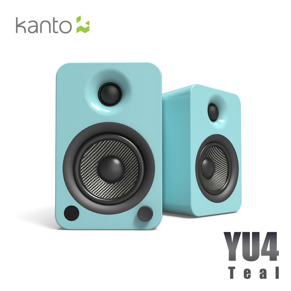HowHear代理【Kanto YU4 藍牙立體聲書架喇叭-藍色款】3.5mm立體聲/RCA/光纖/藍牙輸入/內附遙控器