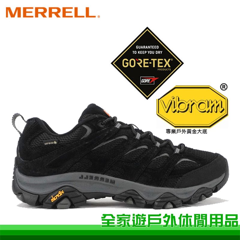 【全家遊戶外】MERRELL 美國 男 Moab 3 Gore-Tex 健行運動鞋 黑灰 防水登山鞋 多功能鞋 ML036253