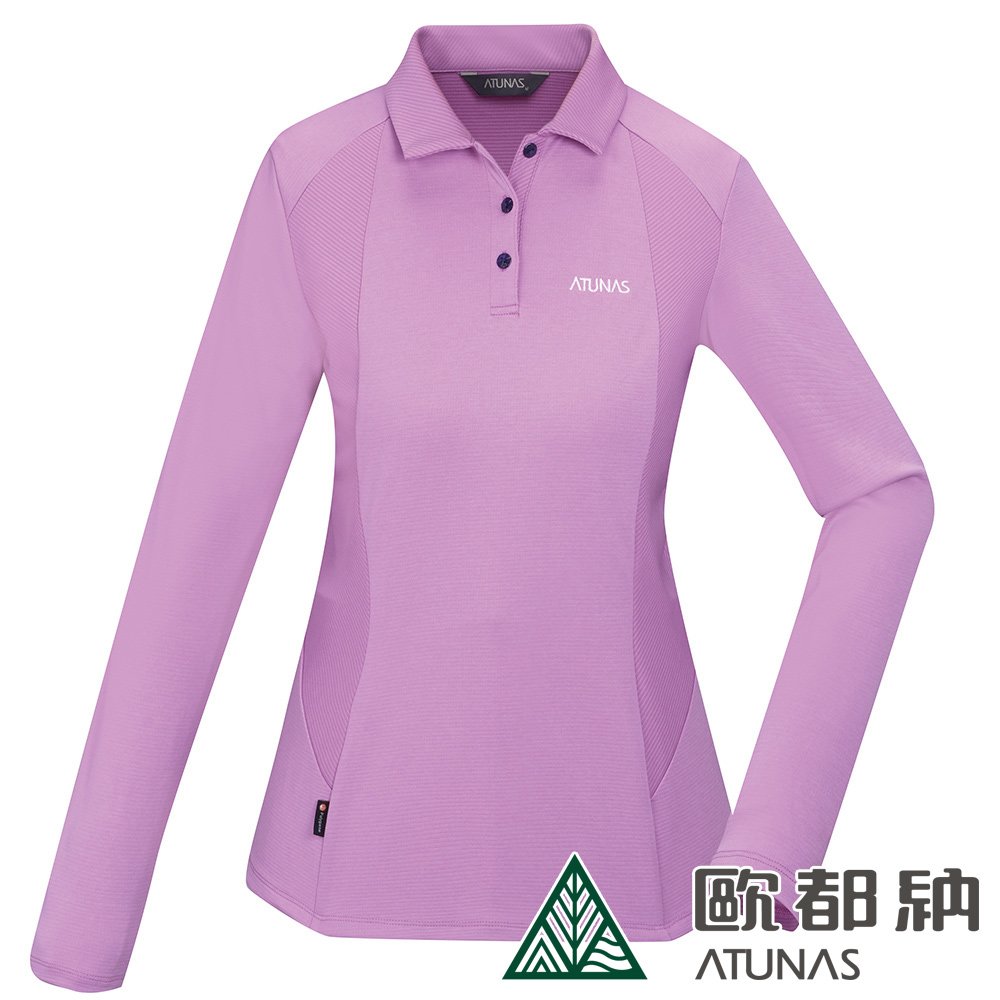 (登山屋)歐都納ATUNAS女款Polygiene長袖排汗POLO衫(A1PSCC05W粉紫)