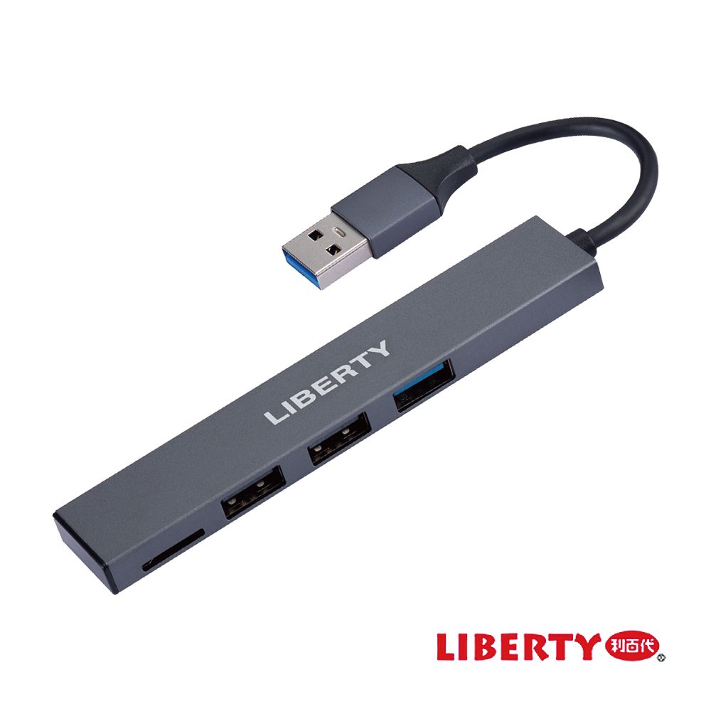 【利百代LIBERTY】LY-301A複合式USB 3.0集線器 讀卡機(USB擴充器 TF/microSD讀卡 即插即用)