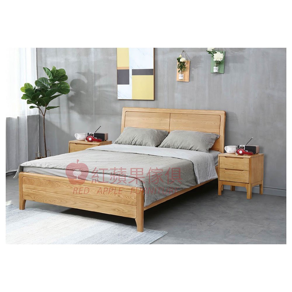 [紅蘋果傢俱] 實木家具 橡木系列 POKQ 曲床 床架 雙人床 實木床 橡木床架 全實木