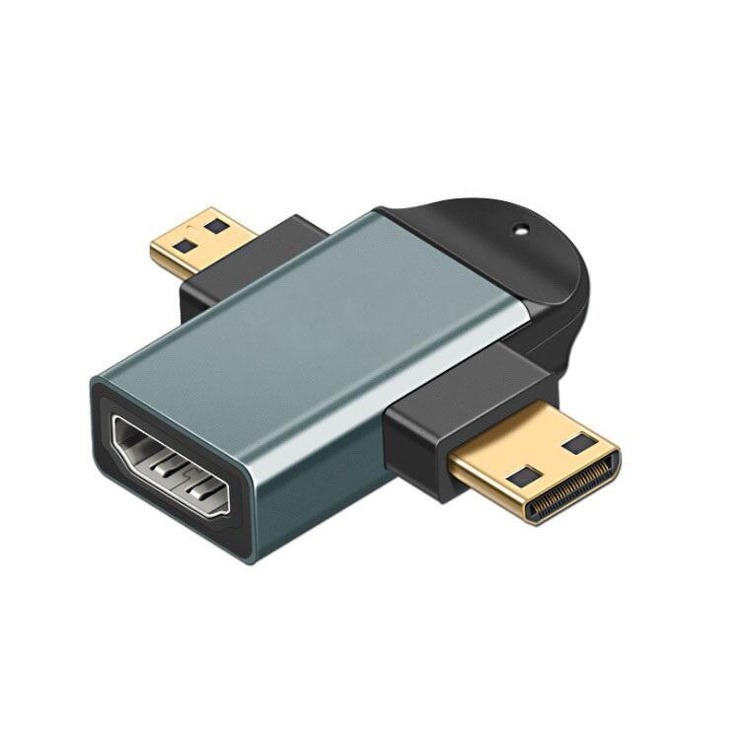 【世明國際】HDMI母座轉mini hdmi、 micro公頭轉接頭鋁合金殼HDMI二合一轉接頭 hdmi轉接頭