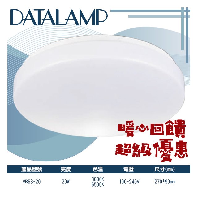 台灣現貨實體店面【阿倫燈具】(PVB63-20)LED-20W浴室陽台燈 PC罩 全電壓 OSRAM LED 可自行更換 保固一年