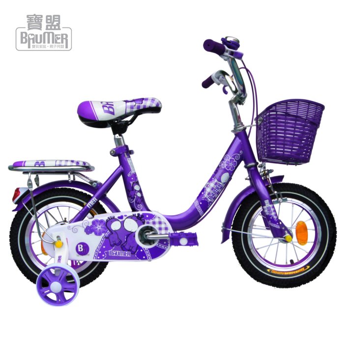【小崴Life】寶盟BAUMER 12吋親子鹿腳踏車(紫羅蘭)