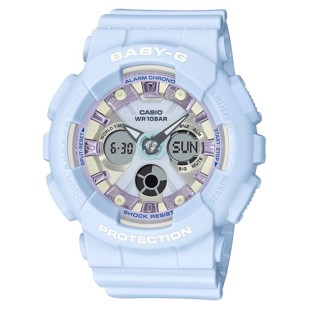 CASIO/ BABY-G/ 馬卡龍休閒風雙顯手錶-清爽藍/ BA-130WP-2A
