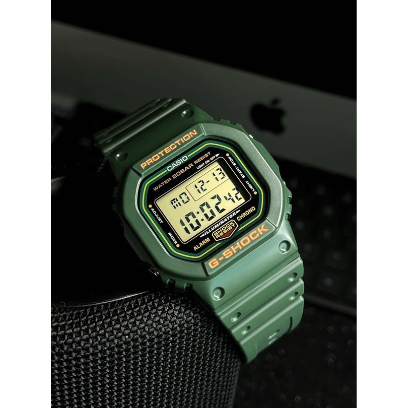 CASIO/ G-SHOCK/ 90年代經典方框復古腕錶-綠/ DW-5600RB-3