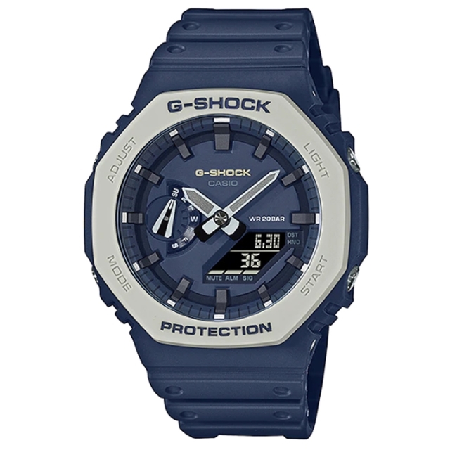 CASIO/ G-SHOCK/ 八角造型運動雙顯錶-藍灰/ GA-2110ET-2A