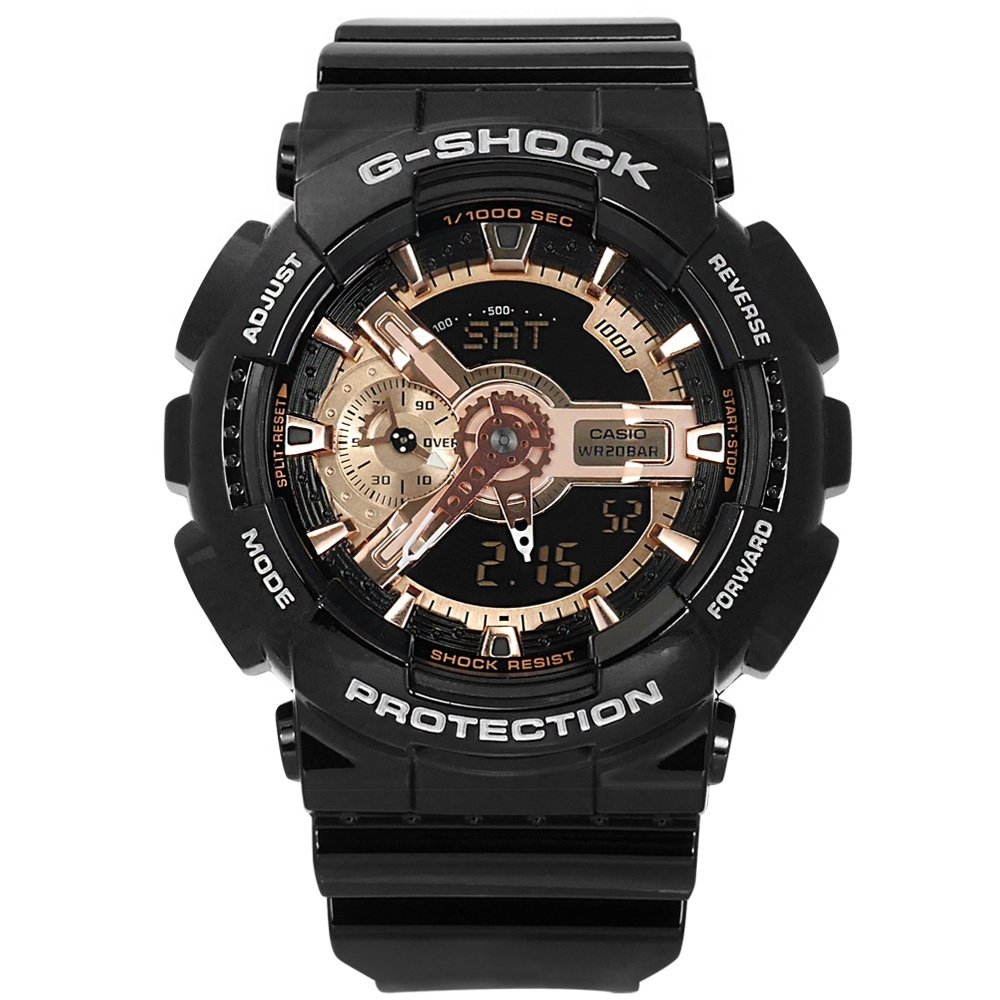 CASIO/ G-SHOCK/ 亮面光澤感玫瑰金系列雙顯錶/ GA-110MMC-1A