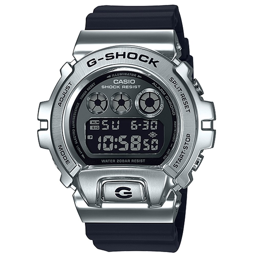 CASIO/ G-SHOCK/ 街頭風格嘻哈音樂金屬元素休閒錶-銀/ GM-6900-1DR