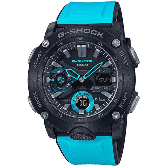 CASIO/ G-SHOCK/ 碳纖維防護三眼計時碼錶/ GA-2000-1A2