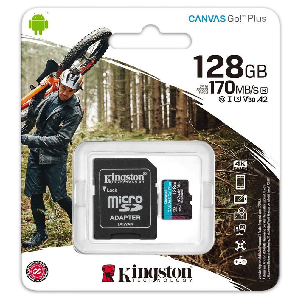 星易科技-Kingston Canvas Go!128GB Class 10 A2、U3、V30 90MB/s