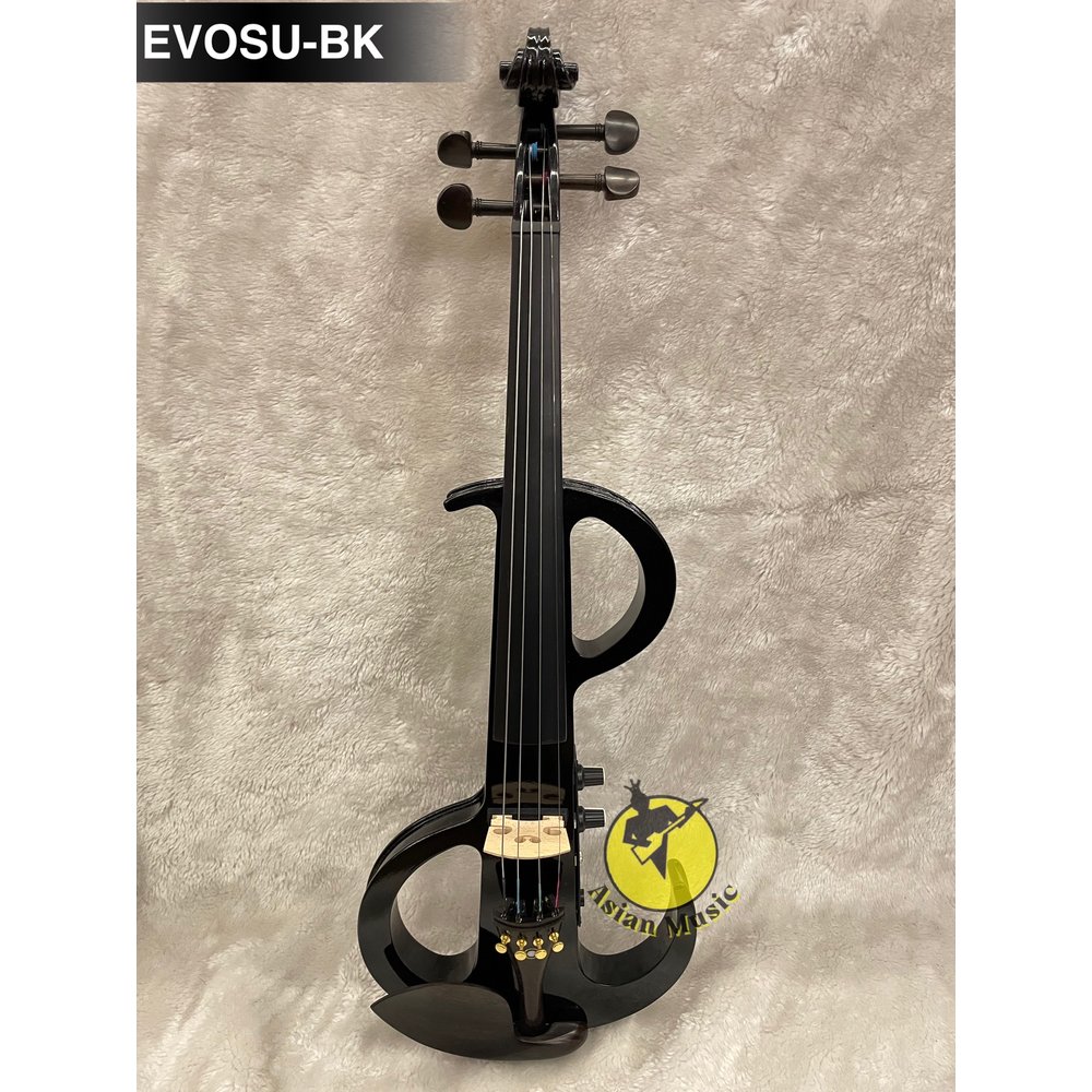 亞洲樂器 EVOSU-BK 黑色電小提琴/靜音提琴 4/4 升級版高級拾音器 /烏木配件