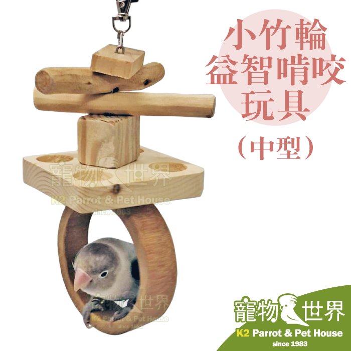 《寵物鳥世界》台灣製 小竹輪益智啃咬玩具-中型 │小型中小型鸚鵡 鳥用玩具 天然實木益智覓食 耐啃咬 AP007