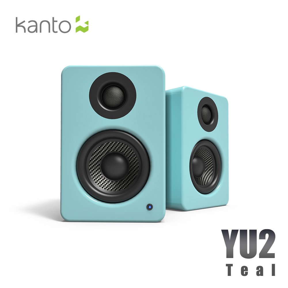 HowHear代理【Kanto YU2 立體聲書架喇叭-藍色款】3.5mm立體聲/USB輸入/內附變壓器/可接重低音喇叭