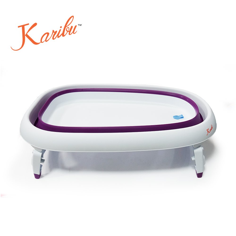Karibu 素色嬰兒摺疊浴盆 - 葡萄紫