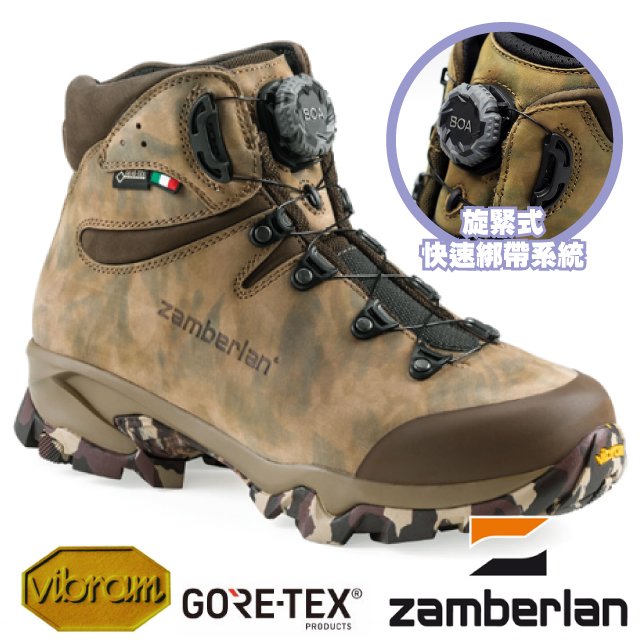 【義大利 Zamberlan 】新款 LEOPARD Gore-Tex RR BOA 旋緊式防水中筒皮革重裝登山鞋.獵靴非Scarpa Merrell/4013PM0G-0C 綠迷彩
