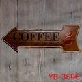酷雜貨 工業風LOFT 懷舊立體浮雕圖案字體鐵皮畫 壁掛箭頭COFFEE咖啡杯標示牌 紐約時尚街頭美式鐵牌壁貼指示牌車牌(369元)
