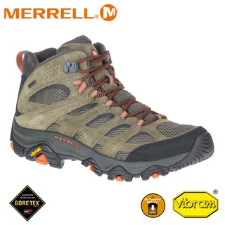 【MERRELL 美國 男 MOAB 3 MID GORE-TEX中筒登山鞋《橄欖綠/橘》】ML036251/健走鞋/登山鞋