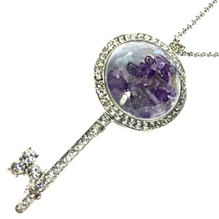 紫水晶能量鑽石之鑰 項鍊 51公分