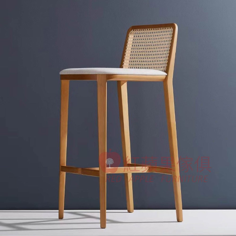 [紅蘋果傢俱] 實木家具 梣木系列 MTC817 吧檯椅 餐椅 實木椅 實木吧檯椅 高腳椅 藤編椅 藤編吧檯椅