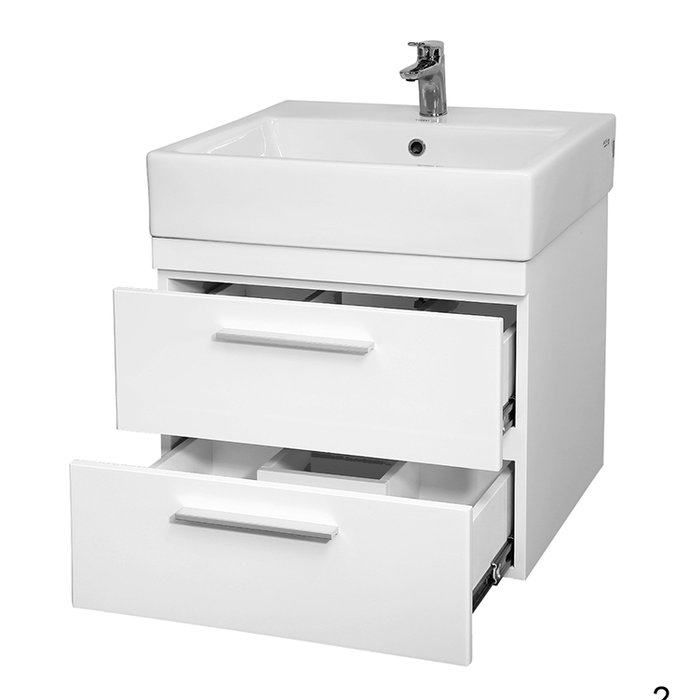[新時代衛浴] TOTO-L711RCB臉盆60cm專配浴櫃，上下雙抽屜，發泡板鋼琴烤漆浴櫃JJ711-2B