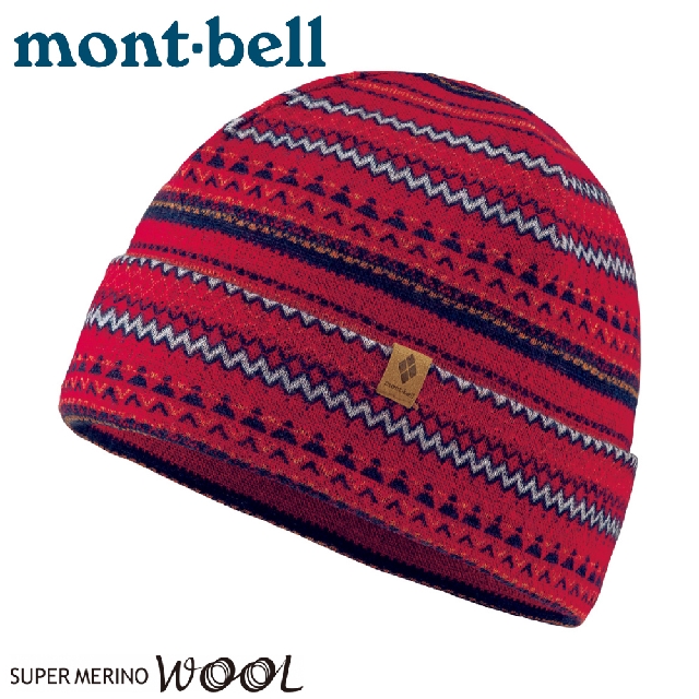 【Mont-Bell 日本 LT JACQUARD WARM CAP提花帽《鮮紅》】1118236/保暖帽/毛線帽/羊毛帽