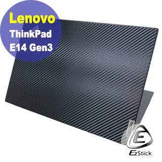 【Ezstick】Lenovo ThinkPad E14 Gen3 黑色卡夢膜機身貼 DIY包膜