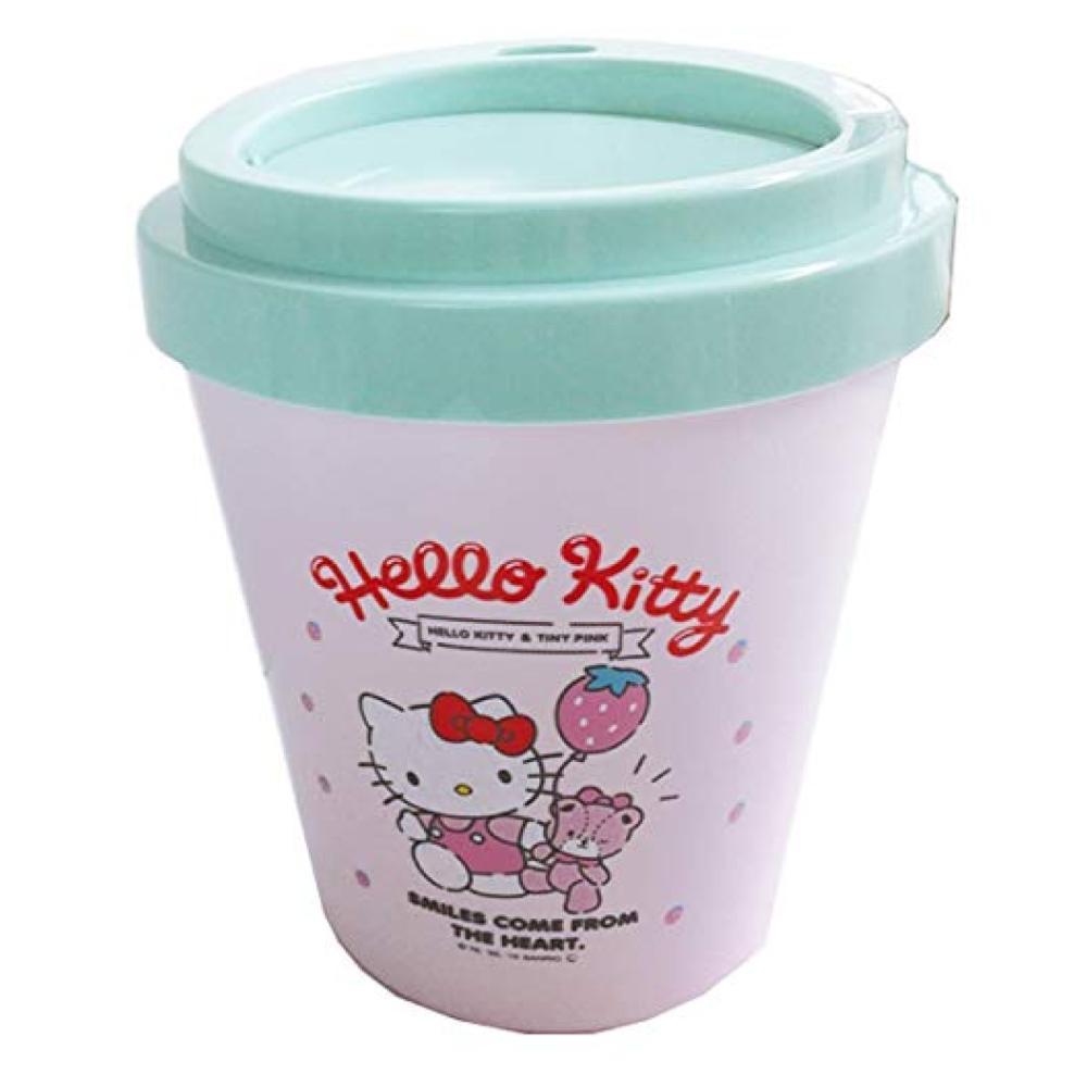 asdfkitty*KITTY草莓氣球旋轉蓋圓型垃圾桶/收納桶/玩具桶-日本正版商品