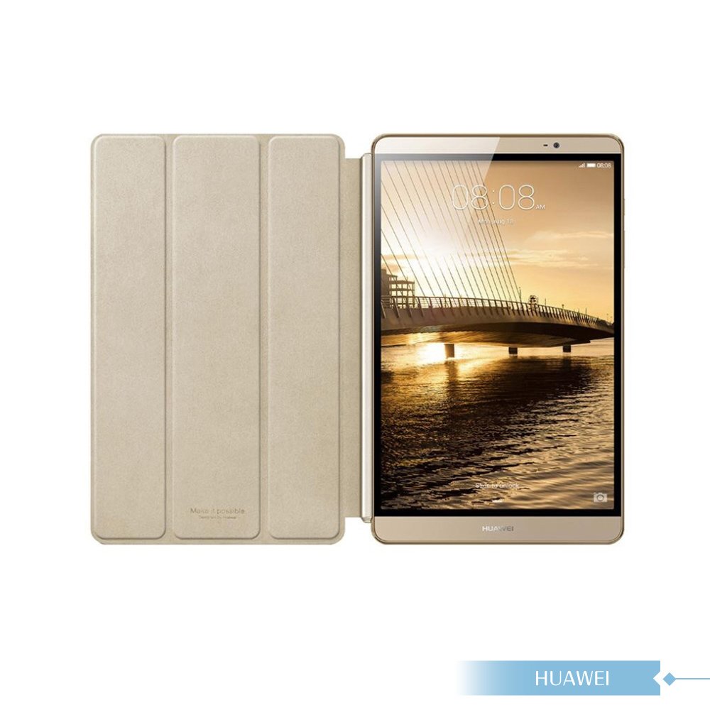 Huawei華為 原廠MediaPad M2 8.0專用 摺疊側掀站立式保護套 /磁吸款式 /翻蓋皮套 - 金色