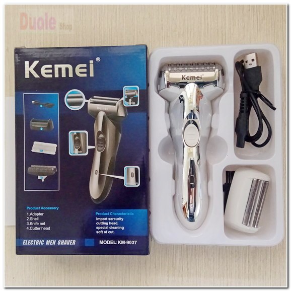 科美KM-9037/Kemei新款電動往復式/USB充電式刮鬍刀/可浮動刀網剃須刀
