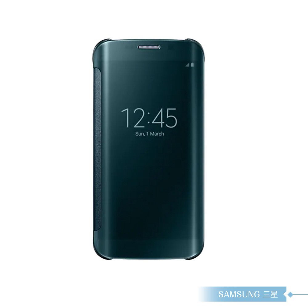 Samsung三星 原廠Galaxy S6 edge G925專用 全透視鏡面感應皮套Clear View - 綠色