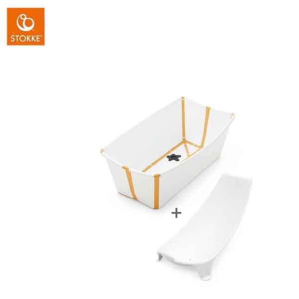 stokke Flexi Bath Bundle Tub with Support 3 摺疊式浴盆套裝（含初生嬰兒浴架）-芒果色包邊