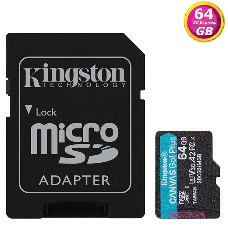 KINGSTON 64G 64GB microSDXC Canvas Go Plus 170MB/s SDCG3/64GB SD U3 A2 V30金士頓 記憶卡