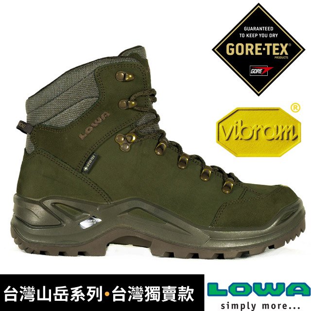 【德國 LOWA】男 台灣山岳系列 RENEGADE GTX 中筒防水透氣多功能健行鞋(寬楦)登山鞋(Gore-Tex+黃金大底) LW510917-0724 能高綠