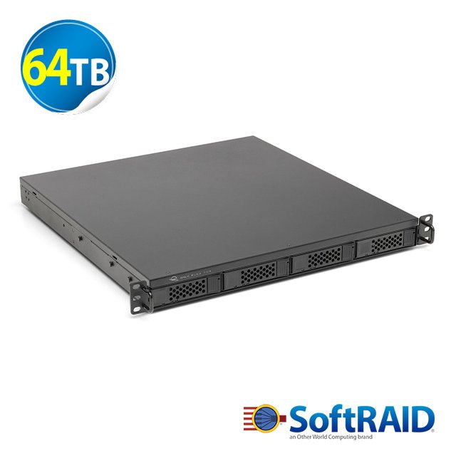 OWC Flex 1U4 64TB (企業級) (4 x 16TB) SoftRAID 5 四槽磁碟陣列 機架、櫃解決方案