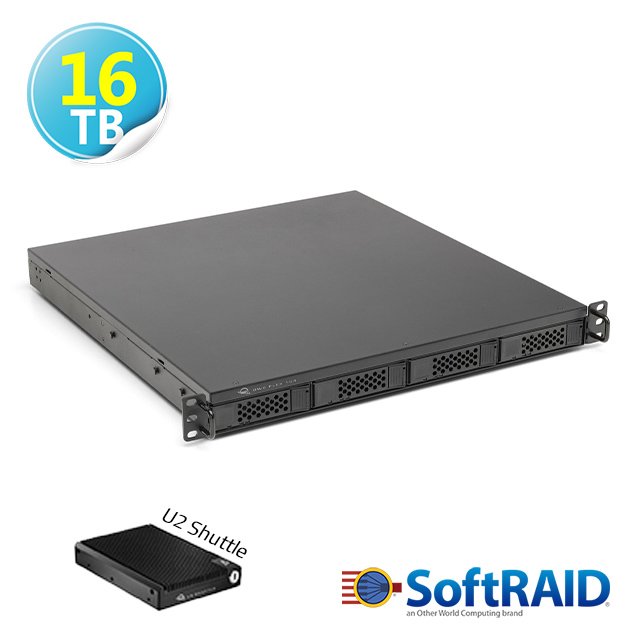 OWC Flex 1U4 16TB (硬碟+NVMe) (3x4TB + 4x1TB) SoftRAID 5 四槽磁碟陣列 機架、櫃解決方案