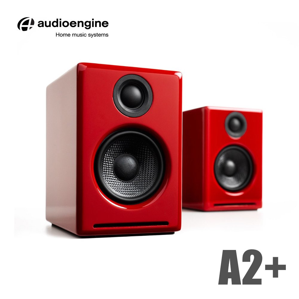 HowHear代理【Audioengine A2+ wireless主動式立體聲藍牙書架喇叭-紅色款】美國品牌/3.5mm立體聲/RCA/USB/藍牙輸入