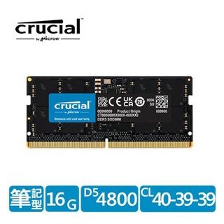 【綠蔭-免運】Micron Crucial NB-DDR5 4800/ 16G 筆記型RAM 內建PMIC電源管理晶片