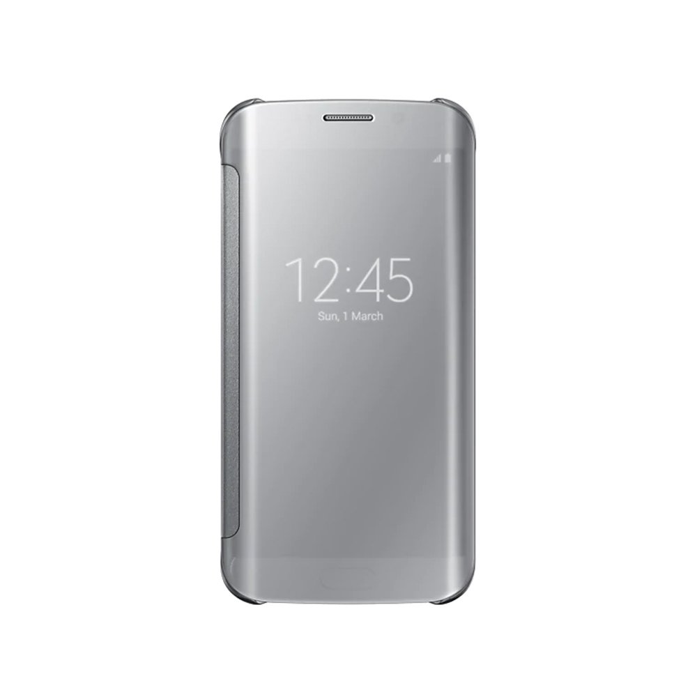 Samsung Galaxy S6 edge Clear View 原廠感應皮套-銀色(贈防爆保護貼)